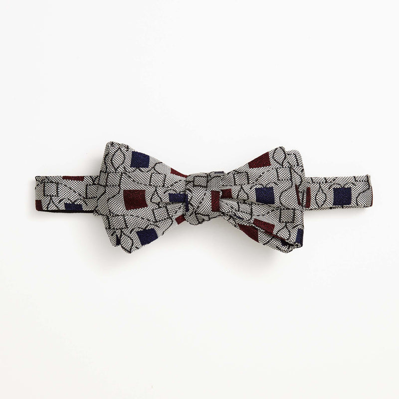 Burgundy & Navy Silk Self-tie Bow Tie