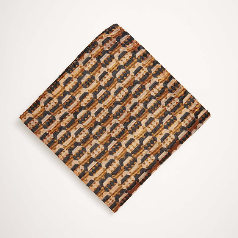 Copper Shadow Woven Silk Pocket Square