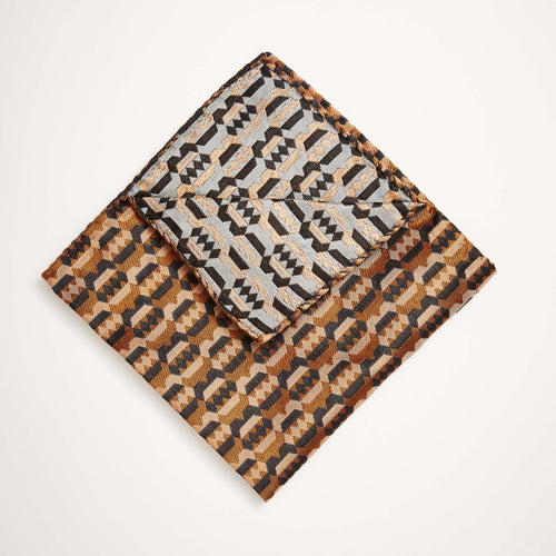 Copper Shadow Woven Silk Pocket Square