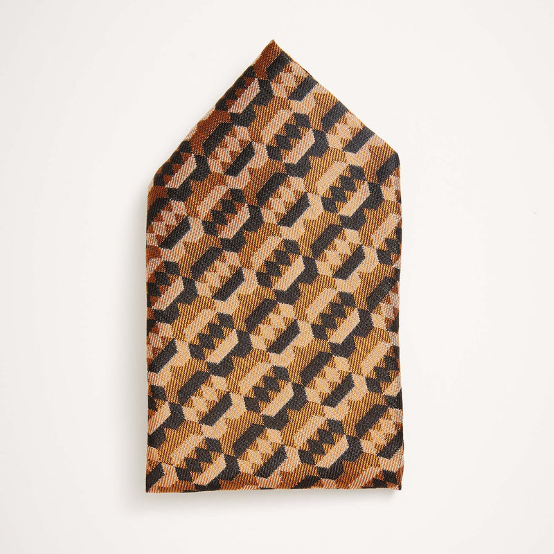 Copper Shadow Woven Silk Pocket Square