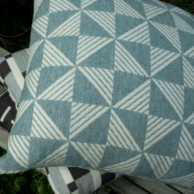 Aqua / Ecru Porto Cushion Cover - A.L.Smith
