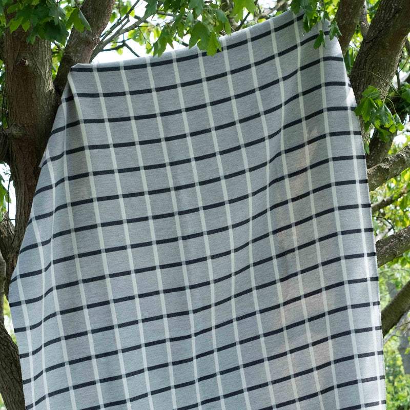 Grey Deco Check Wool Throw - A.L.Smith