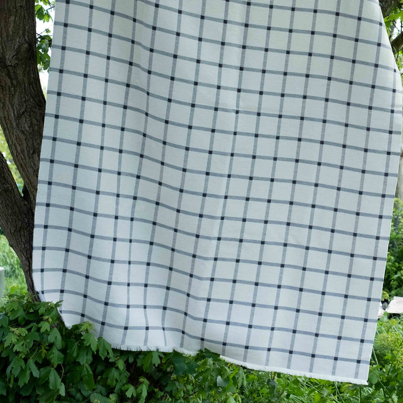 Grey Deco Check Wool Throw - A.L.Smith