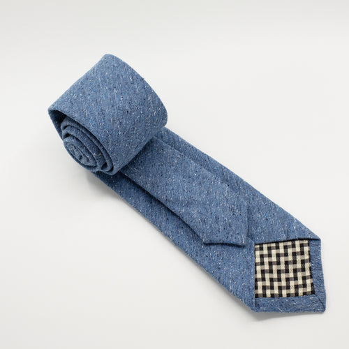 Deep Blue Slub Silk Woven Tie