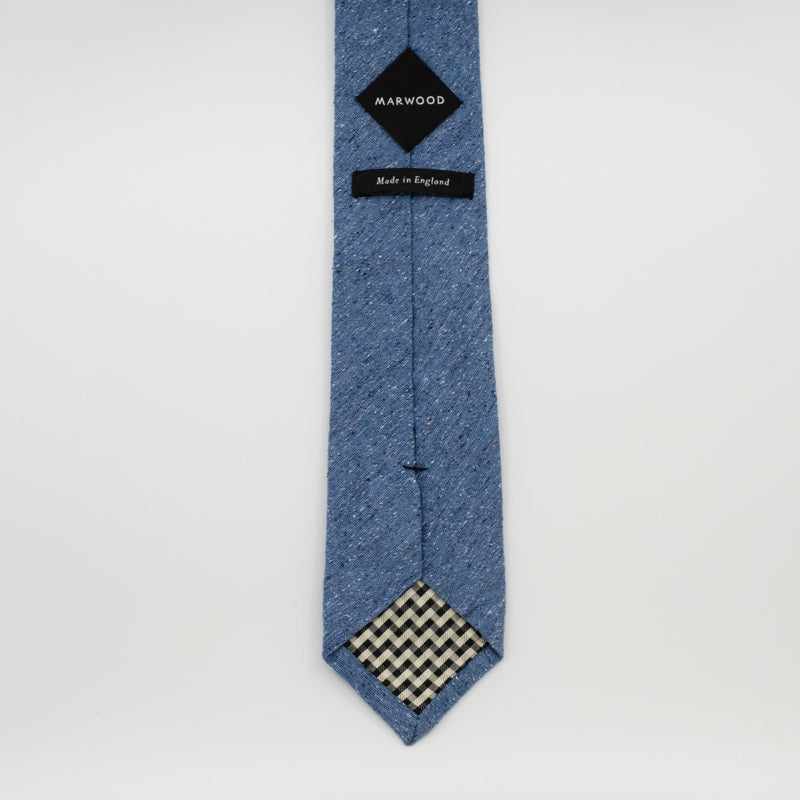 Deep Blue Slub Silk Woven Tie
