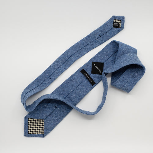 Deep Blue Slub Silk Woven Tie
