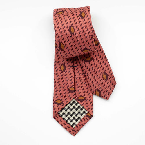 Coral Double Diamond Silk Tie