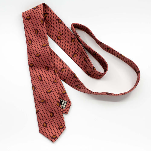 Coral Double Diamond Silk Tie