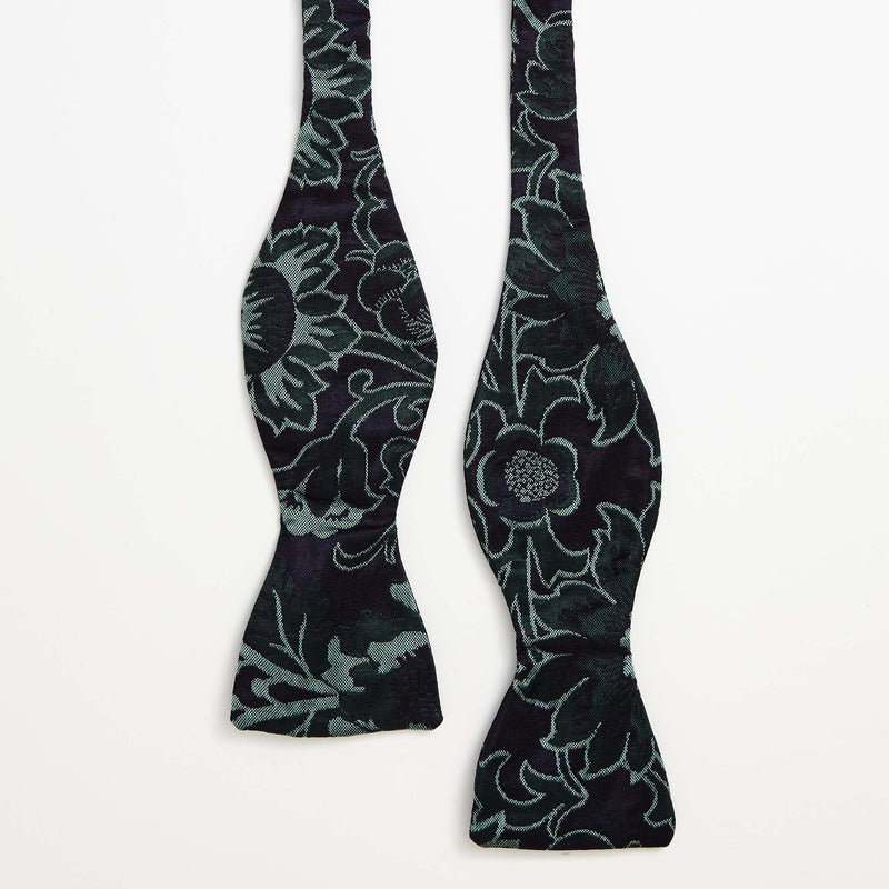 Floral Ink Silk Self-tie Bow Tie