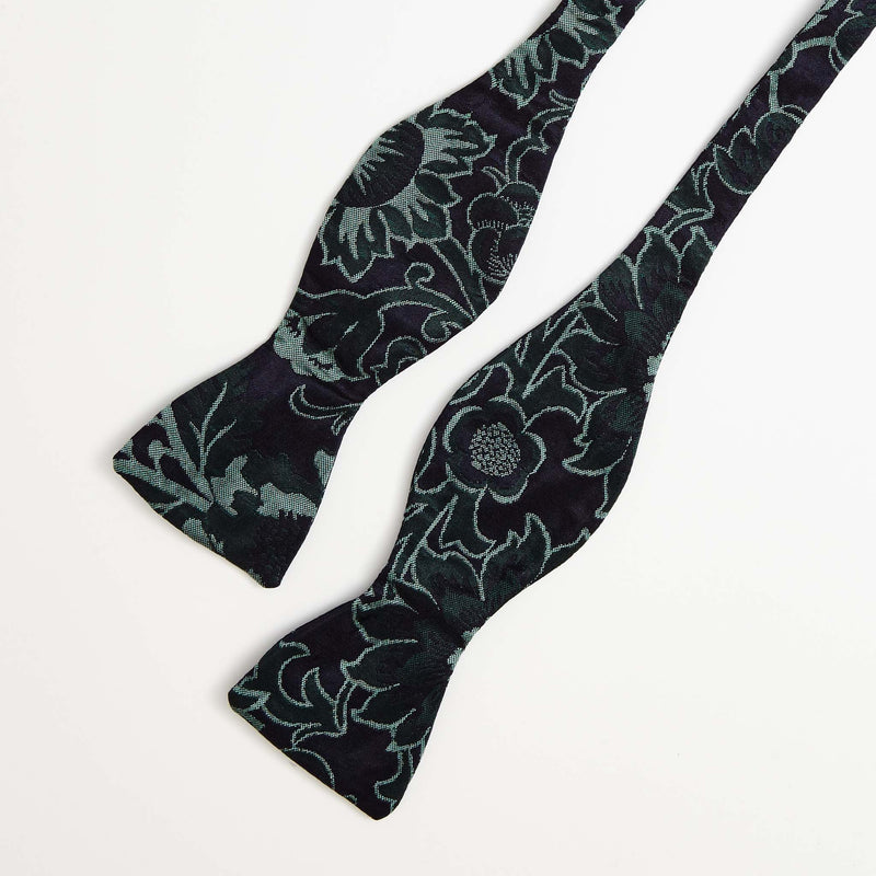 Floral Ink Silk Self-tie Bow Tie