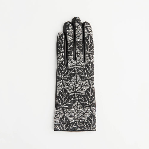 Women's Leather Driving Gloves with Printed Lace Overlay