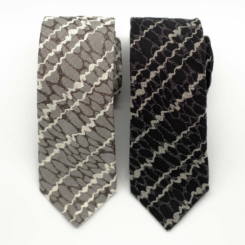 Grey Chalkline Silk Tie