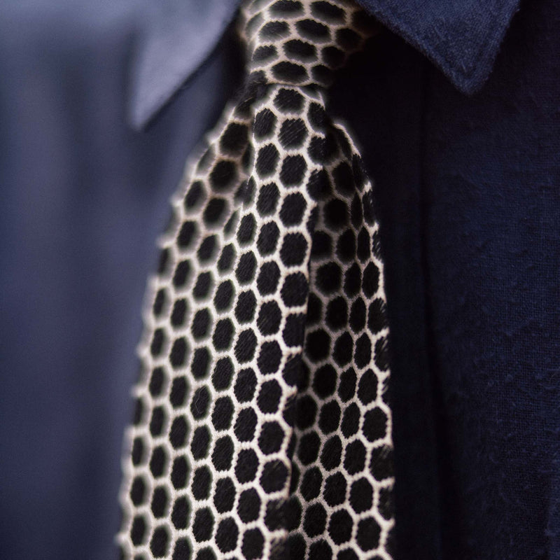 Black Honeycomb Wool / Silk Tie