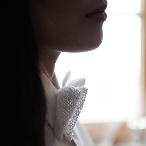 Mesh Lace Unlined Pre-Tied Bow Tie