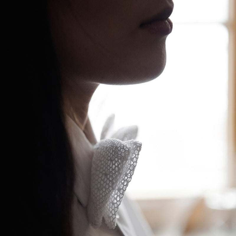 Mesh Lace Unlined Pre-Tied Bow Tie