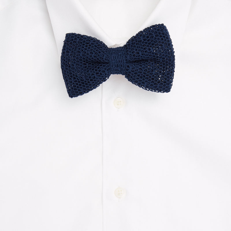 Navy Mesh Lace Pre-Tied Bow Tie