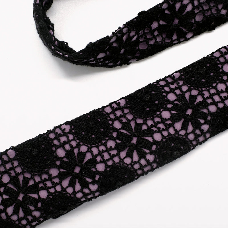 Black/ Lilac Geo Lace Tie