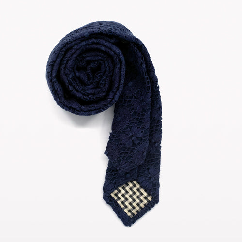 Navy Geo Lace Tie