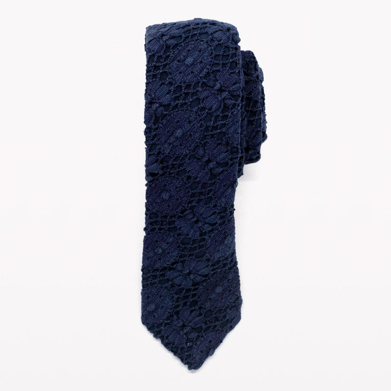 Navy Geo Lace Tie