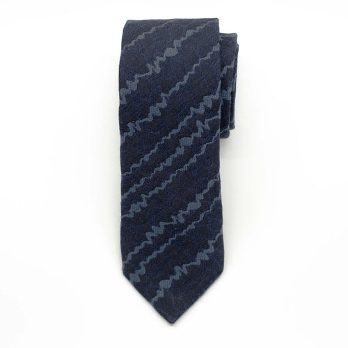 Navy Blue Chalkline Silk Tie