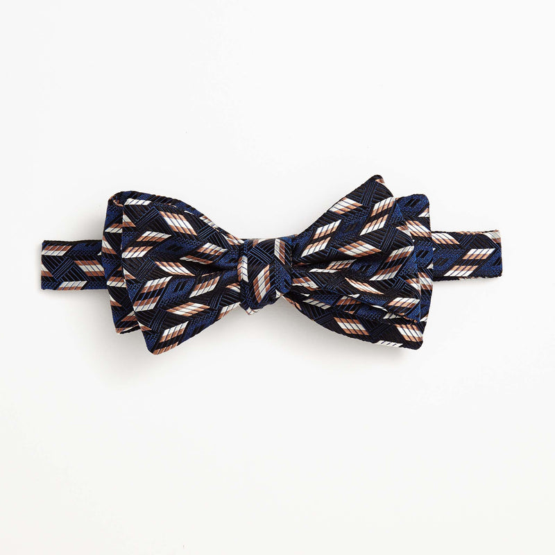 Navy Blue Dash Silk Self-tie Bow Tie