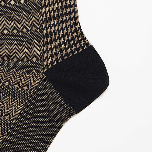 Size Small Black Zigzag Merino Wool Socks