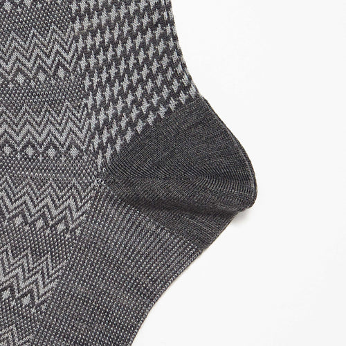 Size Small Grey Marwood Zigzag Merino Wool Socks