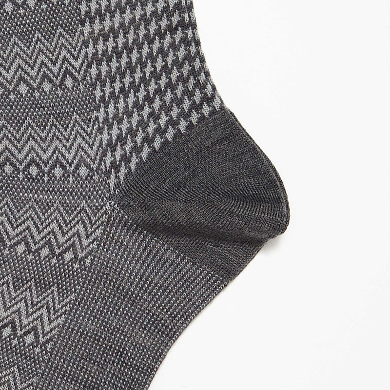 Size Small Grey Marwood Zigzag Merino Wool Socks