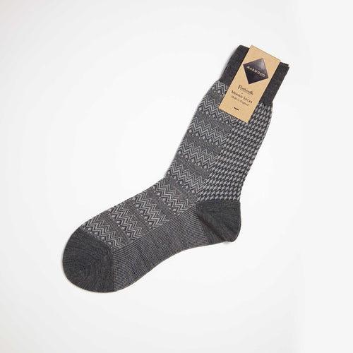 Size Small Grey Marwood Zigzag Merino Wool Socks