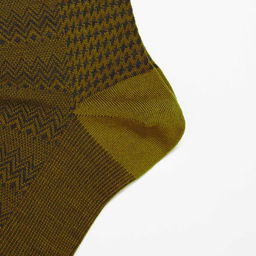 Size Small - Khaki Marwood Zigzag Merino Wool Socks