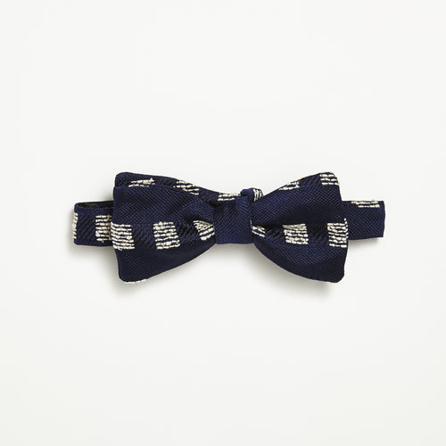 Navy Slub Square Silk Bow Tie