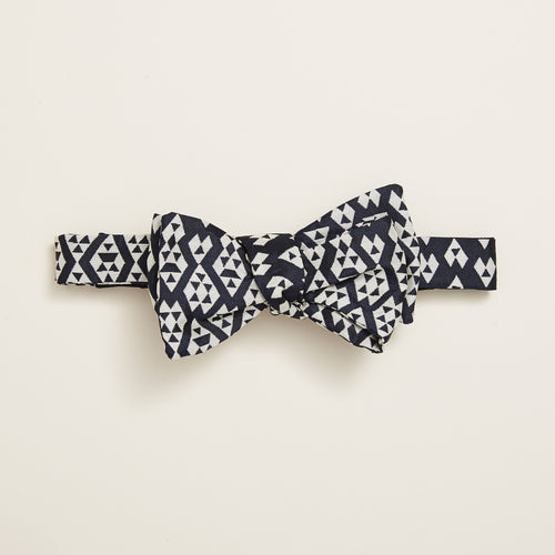 Navy Harlequin Silk Jacquard Self-Tie Bow Tie
