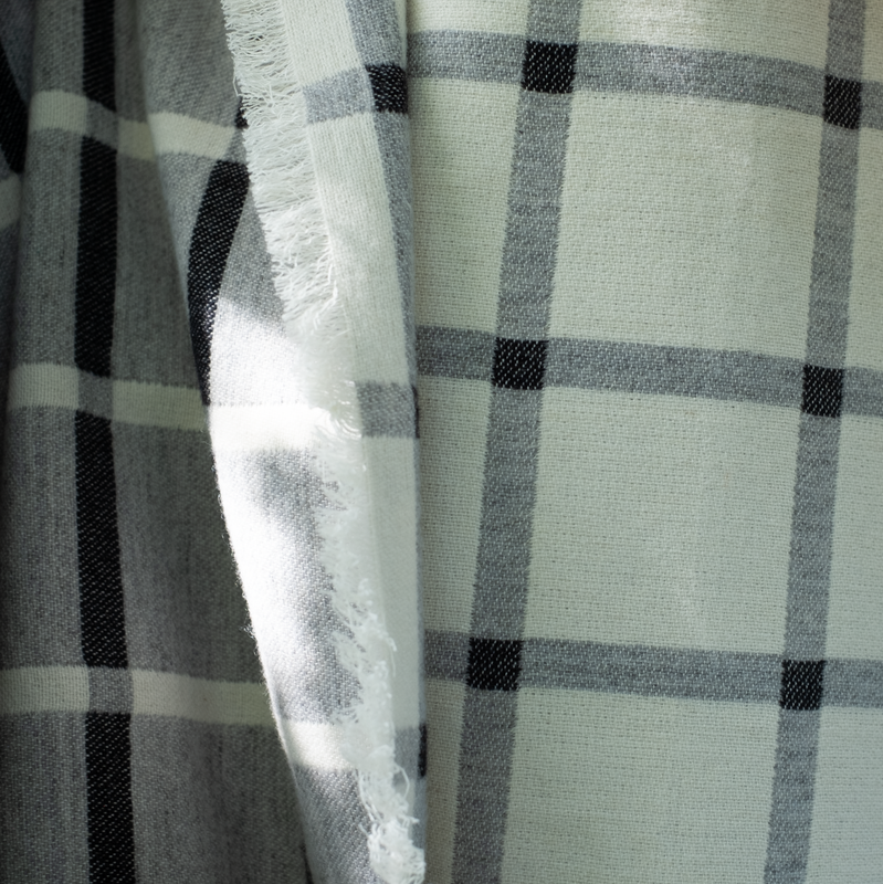 Grey Deco Check Wool Throw - A.L.Smith