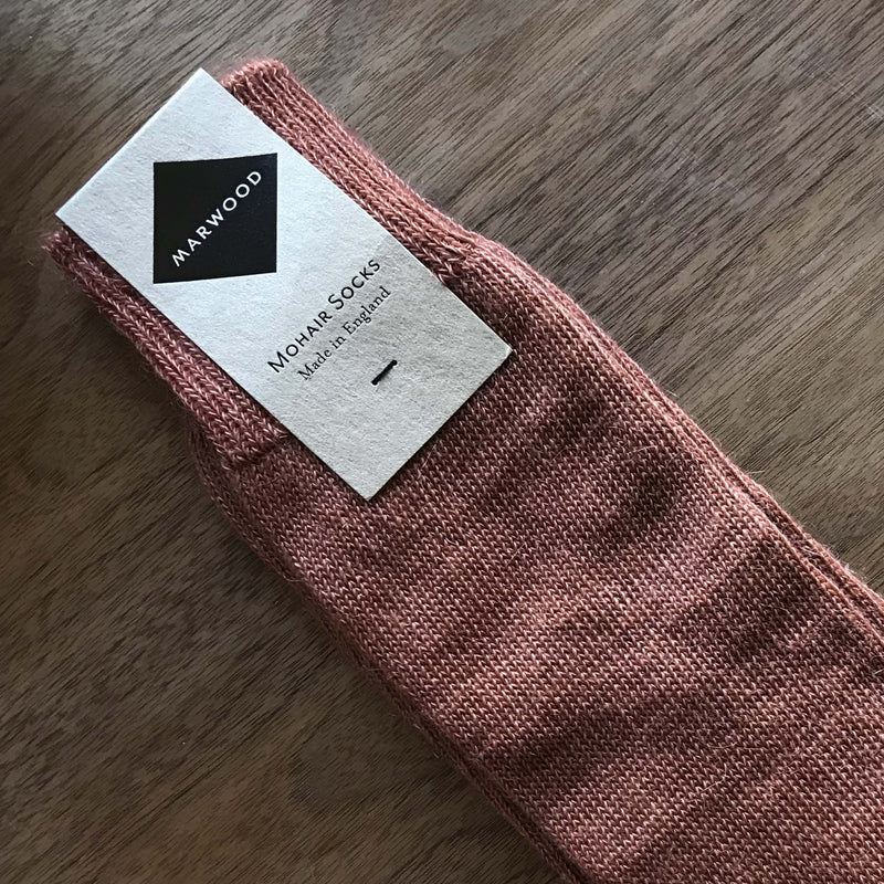 Size Medium - Rust Plain Knit Mohair Socks
