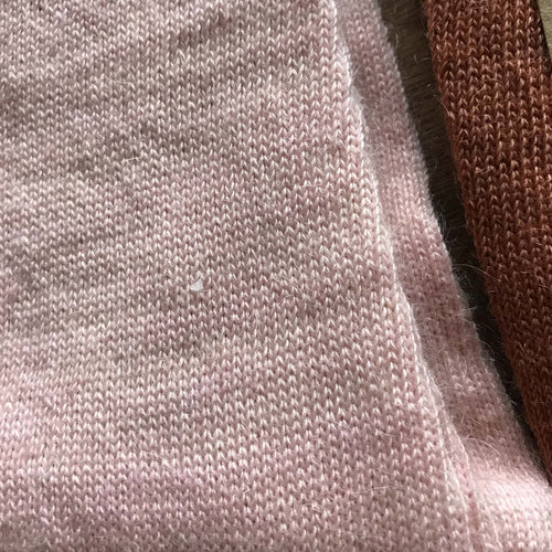 Size Medium - Pastel Pink Plain Knit Mohair Socks