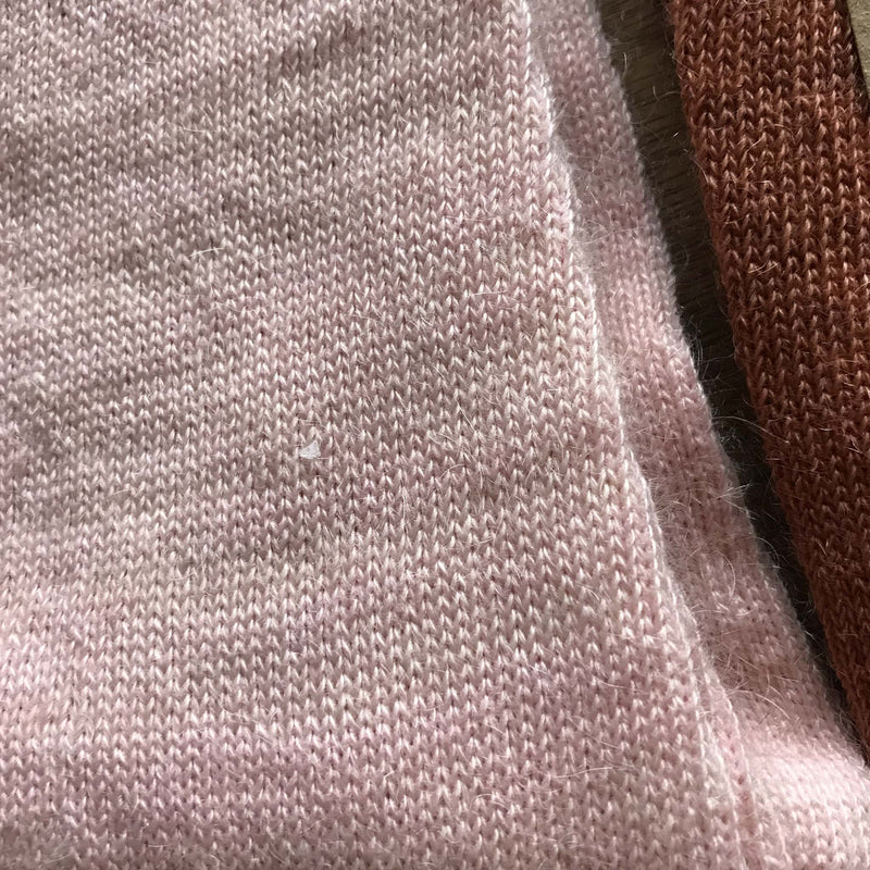 Size Medium - Pastel Pink Plain Knit Mohair Socks