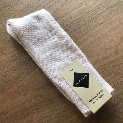 Size Medium - Pastel Pink Plain Knit Mohair Socks