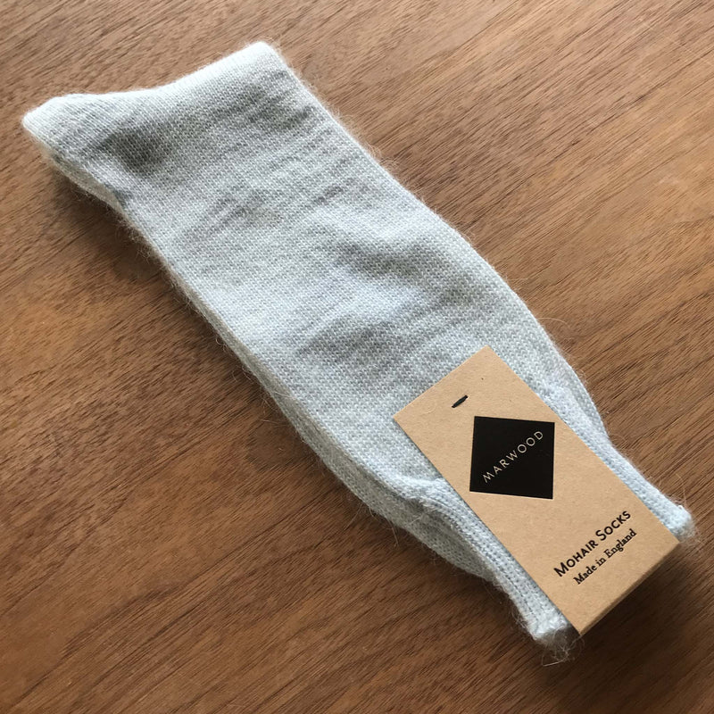 Size Large - Pastel Blue Plain Knit Mohair Socks