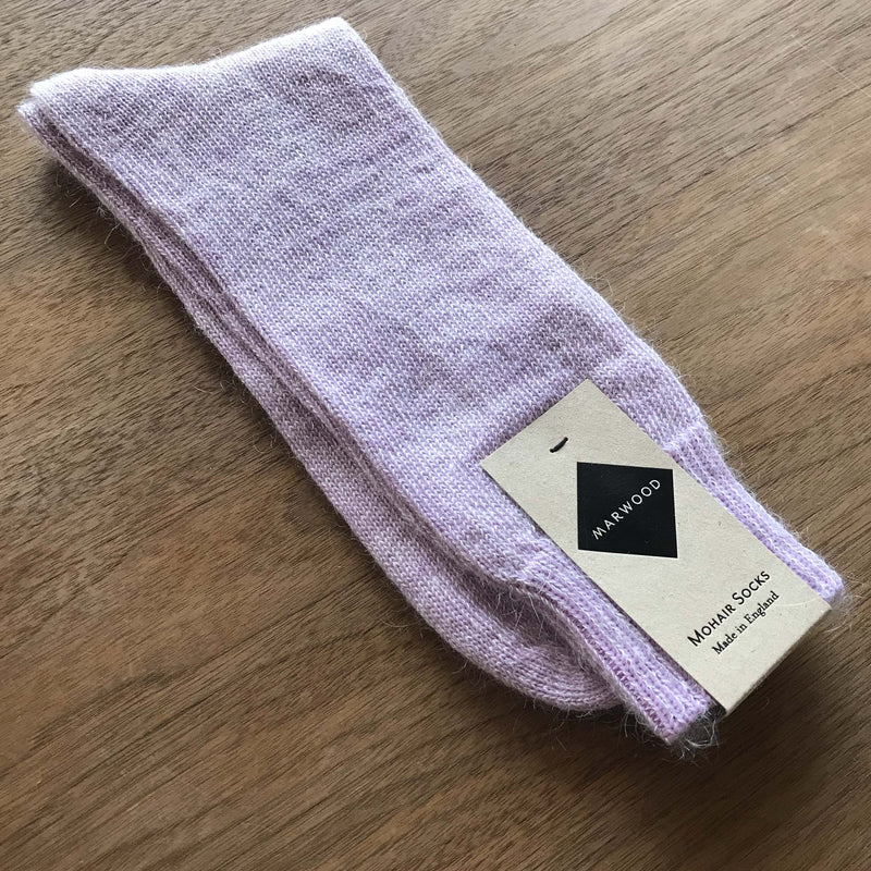 Size Large - Lavender Plain Knit Mohair Socks