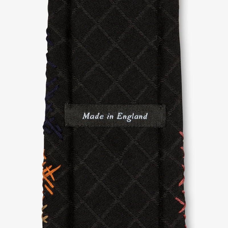 Black Multi Crosshatch Embroidered Tie