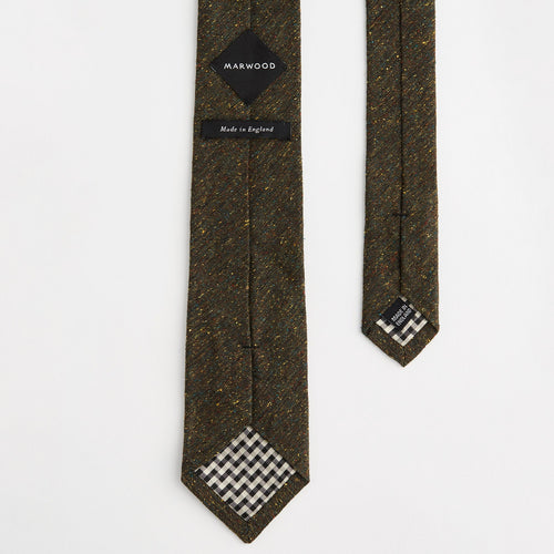 Olive Green Slub Silk Woven Tie
