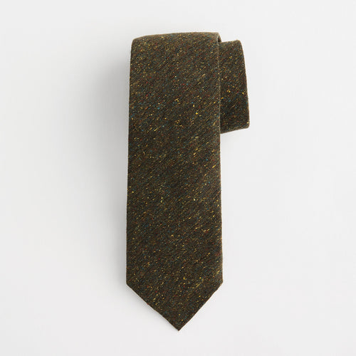 Olive Green Slub Silk Woven Tie