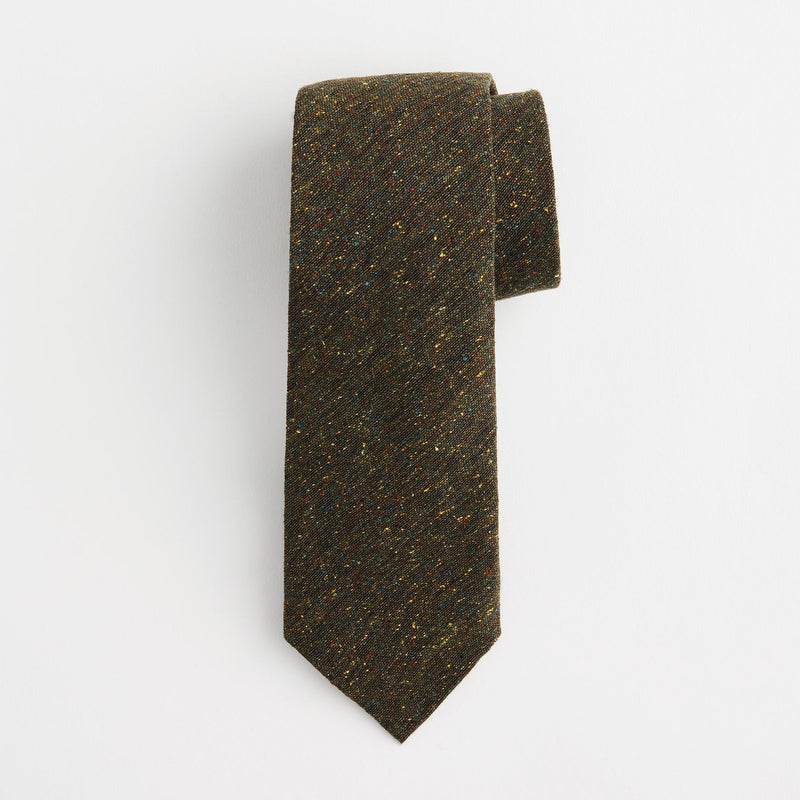 Olive Green Slub Silk Woven Tie