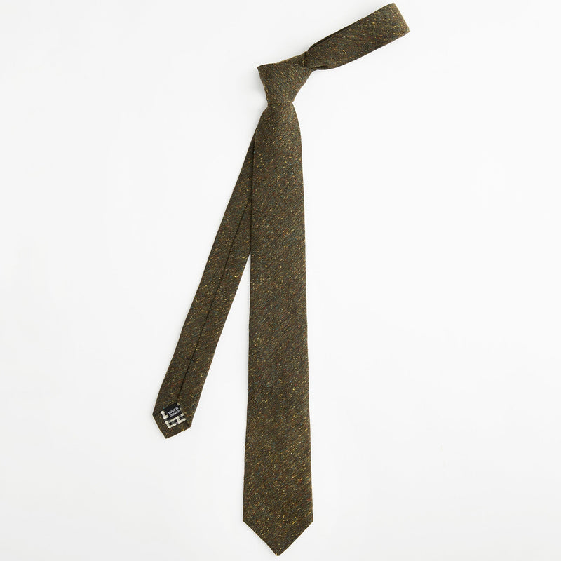 Olive Green Slub Silk Woven Tie