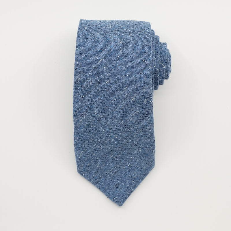 Deep Blue Slub Silk Woven Tie