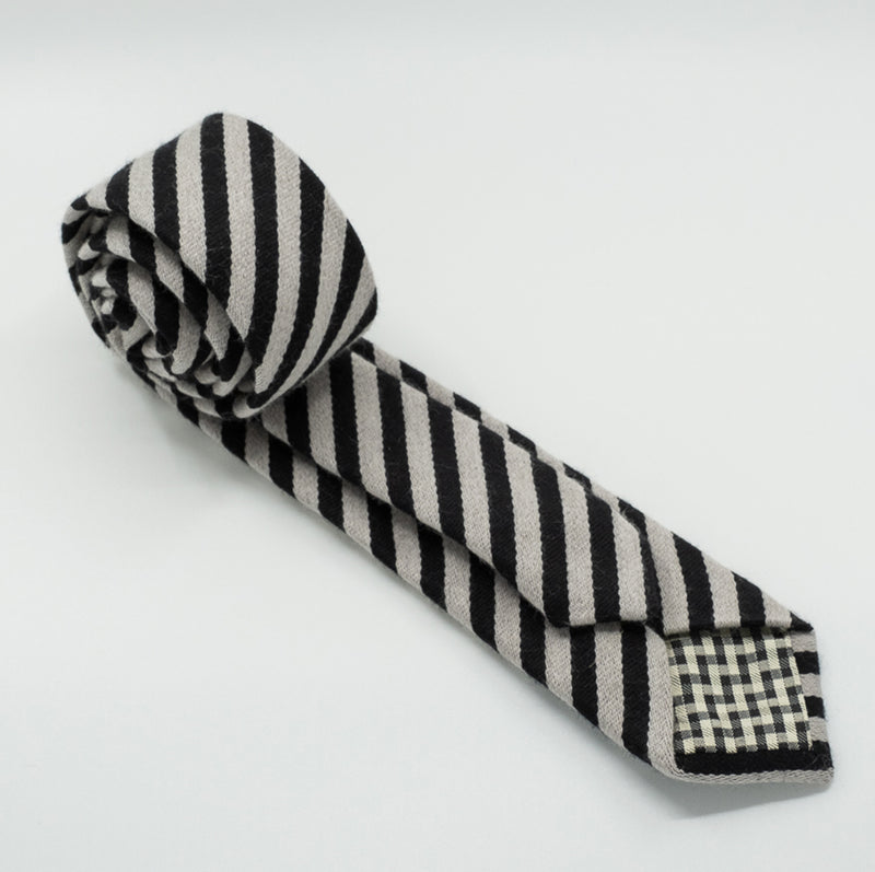 Mink Black Stripe Silk Tie