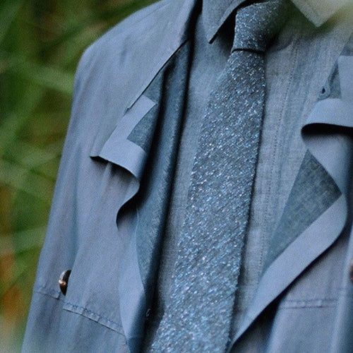 Deep Blue Slub Silk Woven Tie