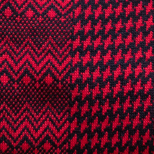 Size M + L Red Zigzag Merino Wool Socks