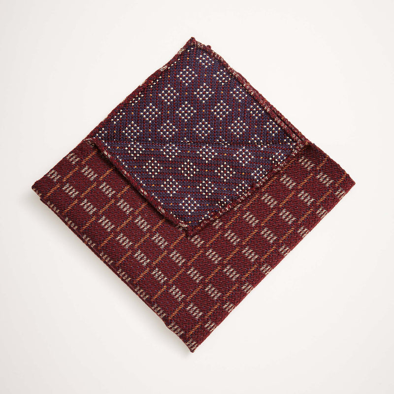 Burgundy Dash Stripe Pocket Square