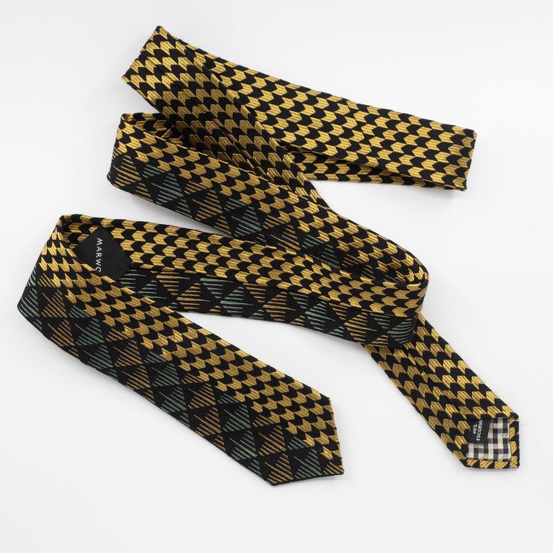 Gold & Emerald Split Design Tie